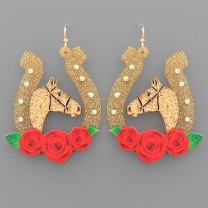 Glitter Horseshoe Earrings
